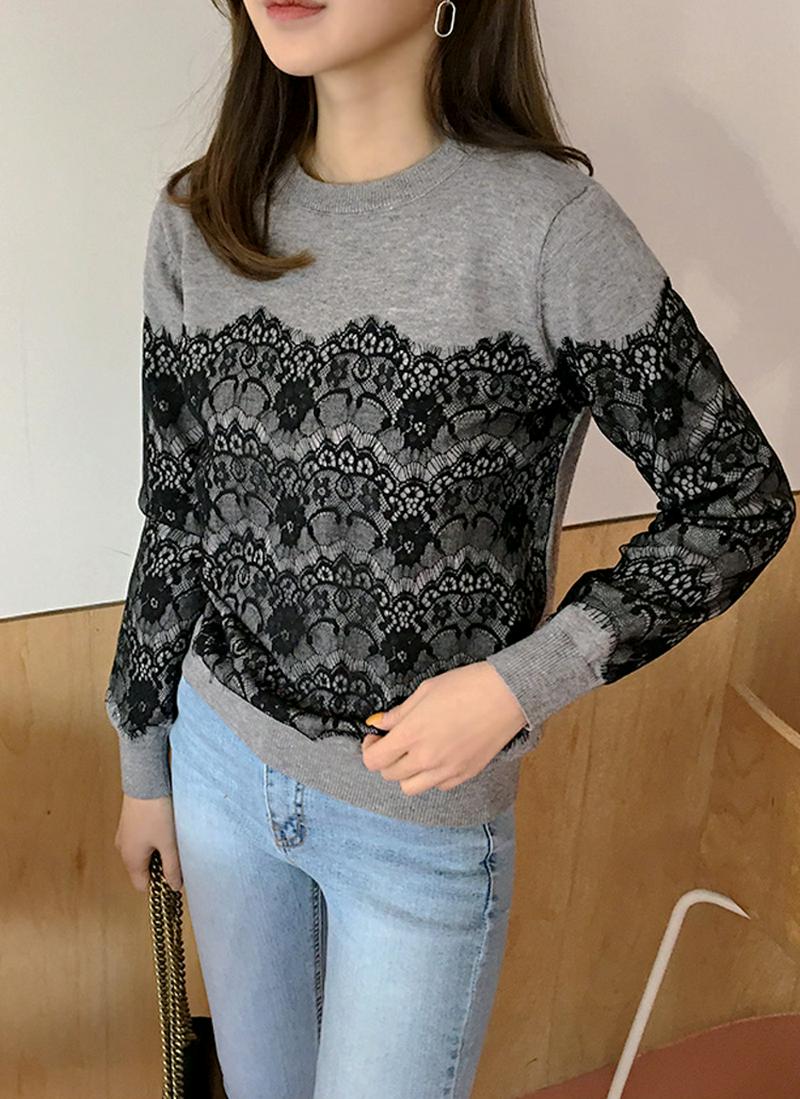 レースポイントウール混ニット