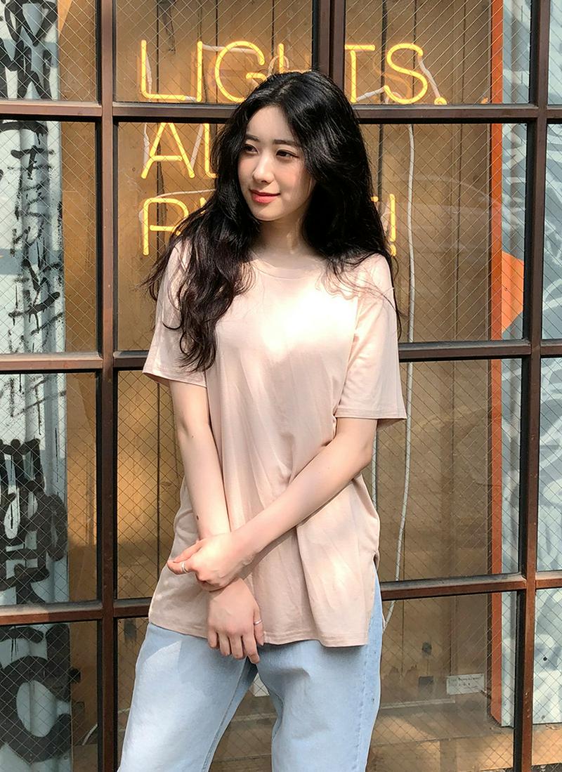 ロングスリット半袖Tシャツ