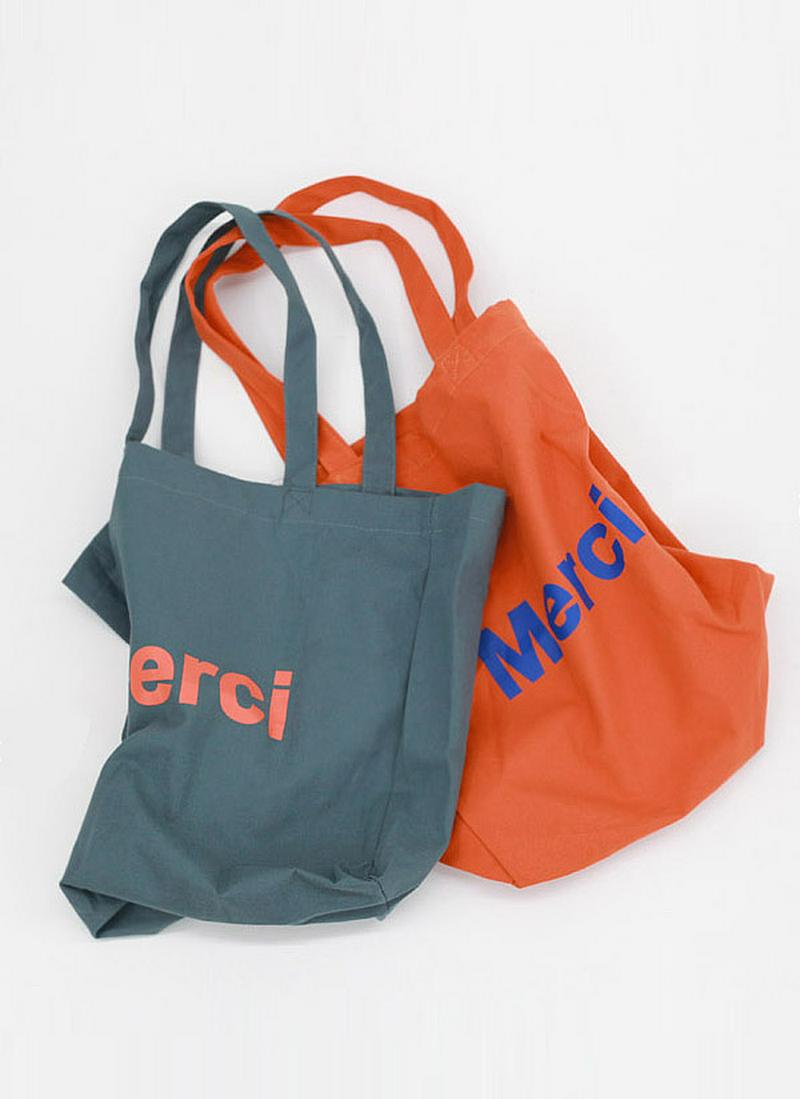 Merci配色ロゴトートバック