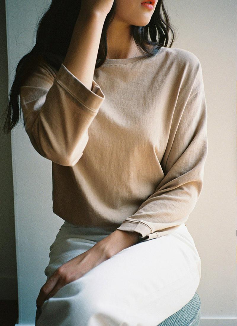 シンプルコットンロングTシャツ