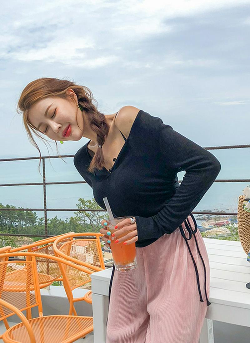 サイドストリングシースルーTシャツ