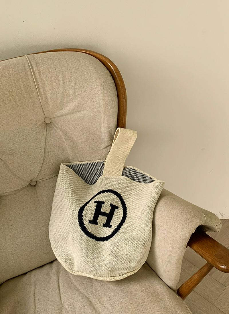 ワンハンドルHロゴニットバッグ