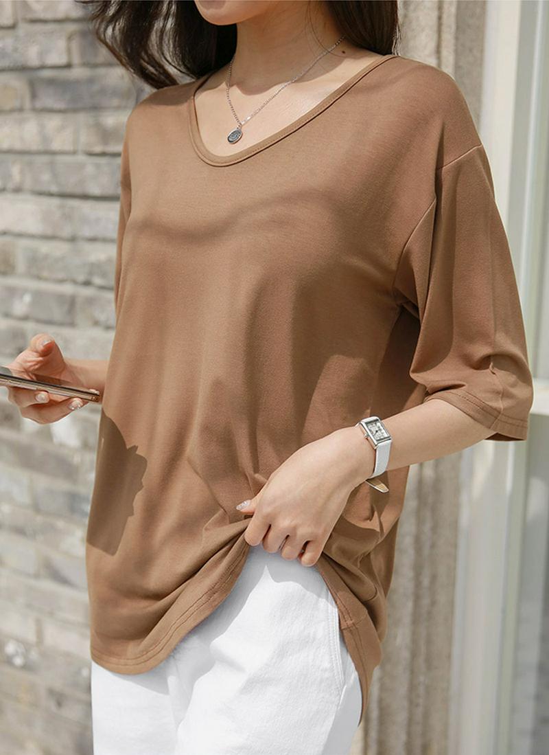 Vネックルーズ半袖Tシャツ