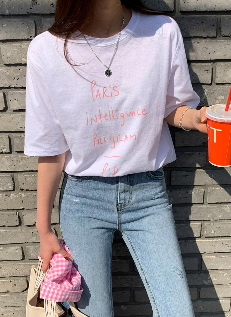 parisレタリング半袖Tシャツ