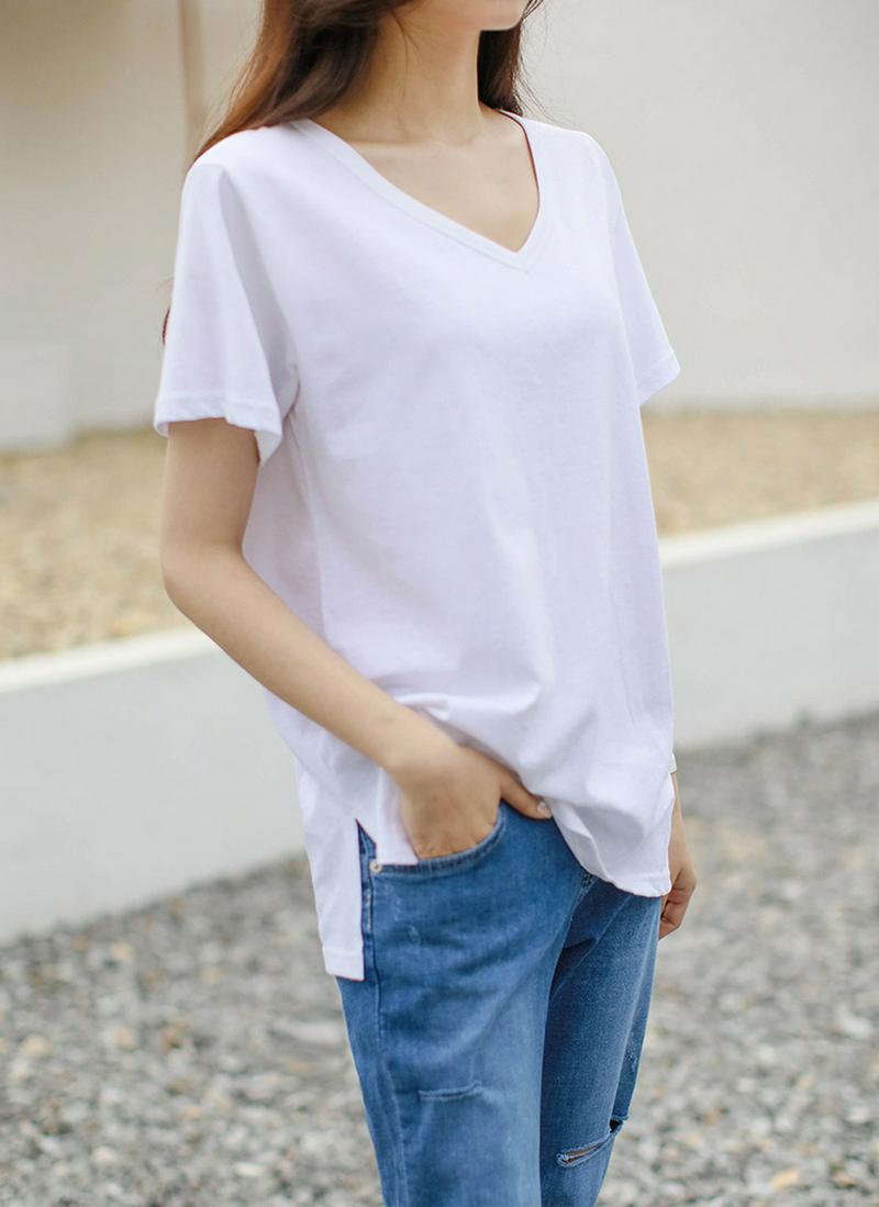 シルケットVネック半袖Tシャツ