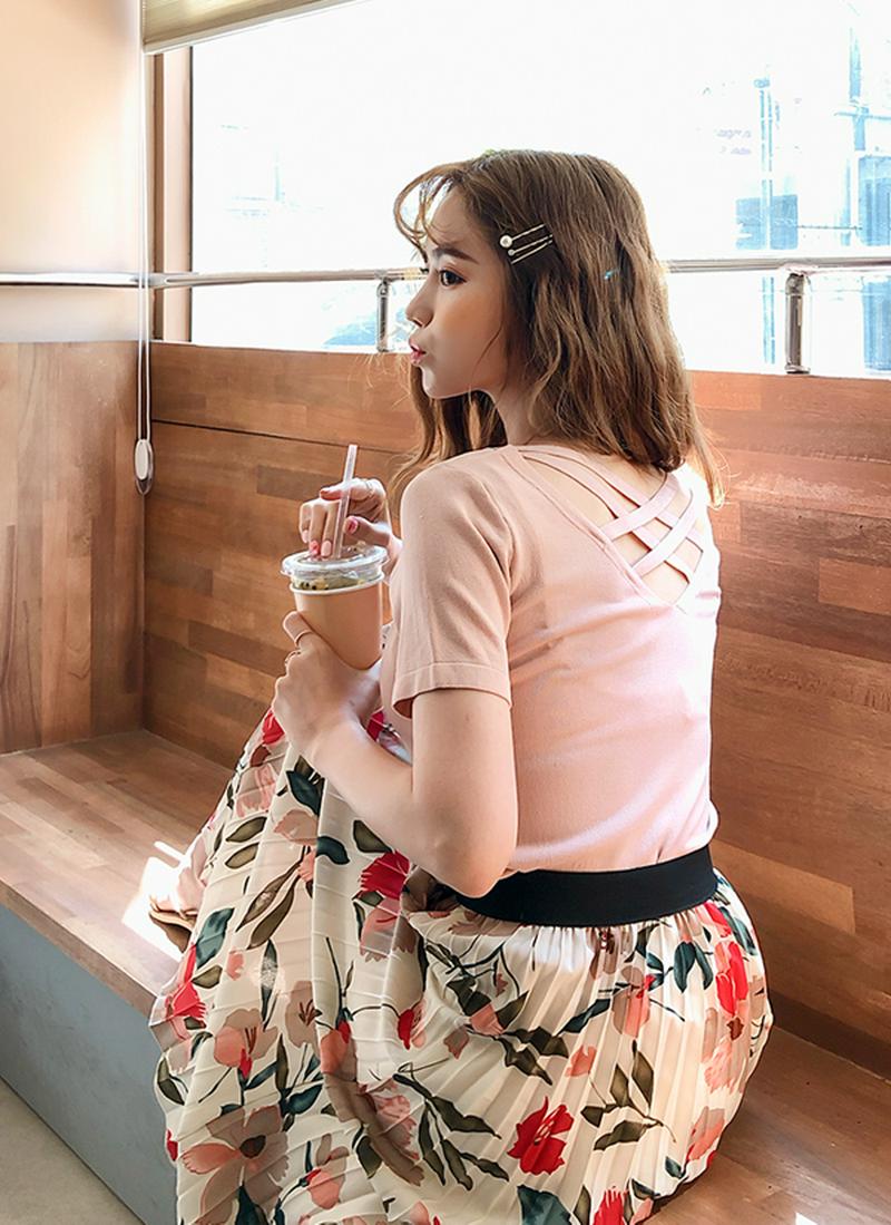 バッククロスストラップアクリル混ニット