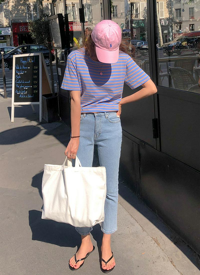 配色ボーダーTシャツ