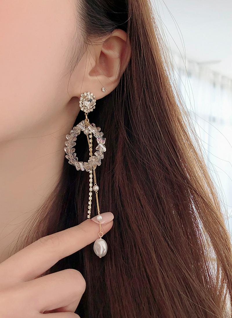 アシンメトリービーズドロップピアス