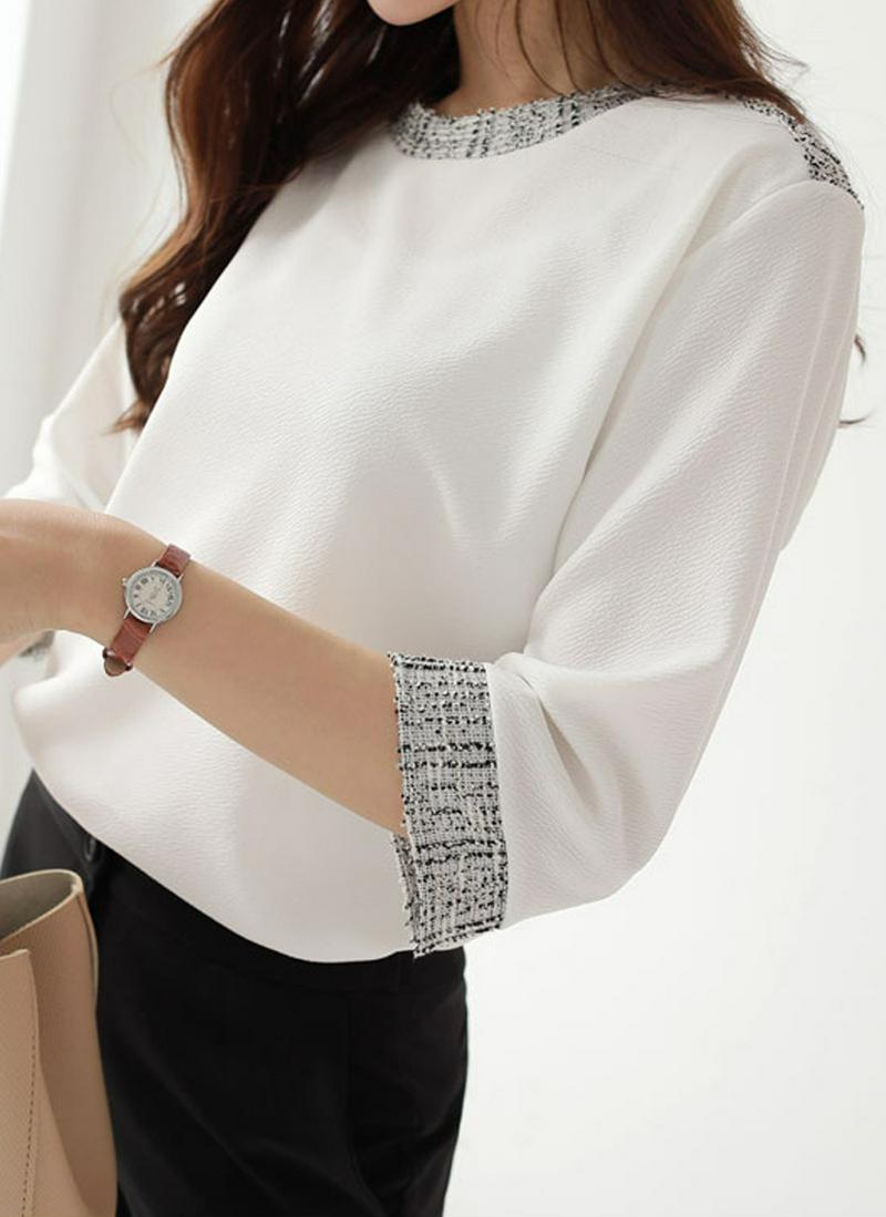 ツイード配色Tシャツ