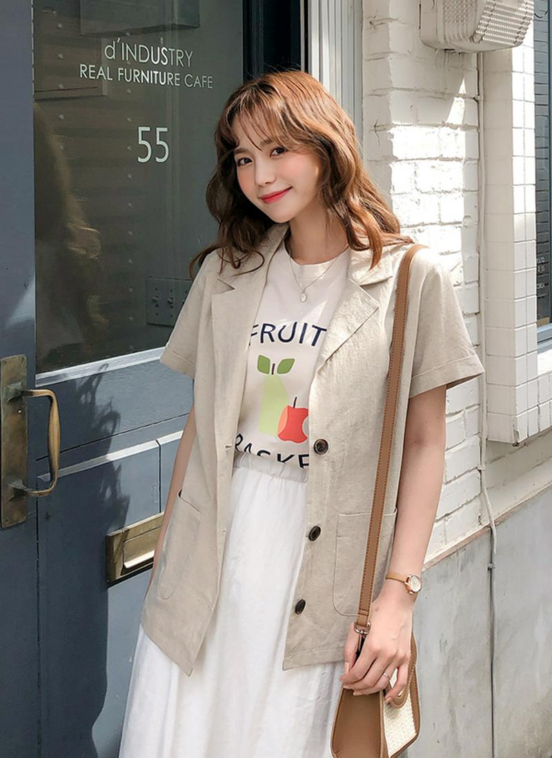 リネンミックスロールアップジャケット