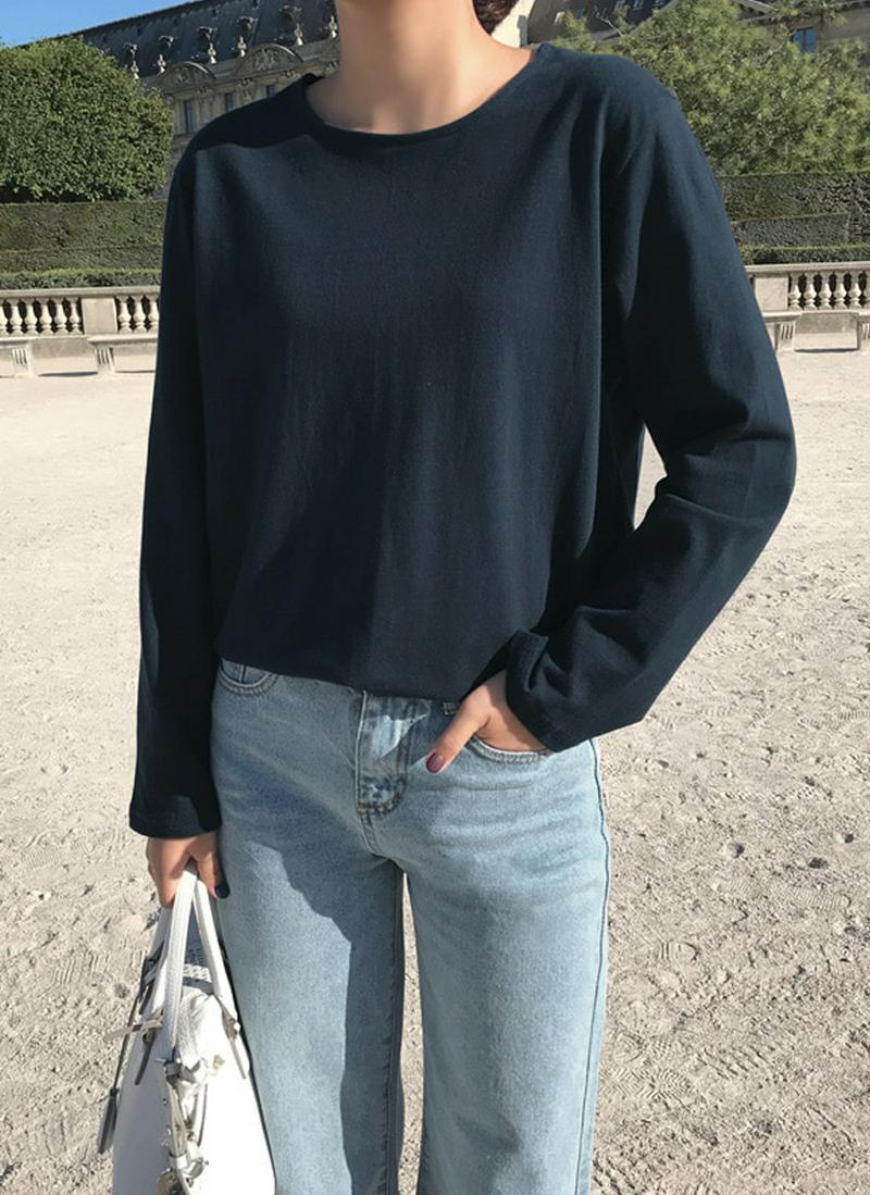 スリットヘム長袖デイリーTシャツ