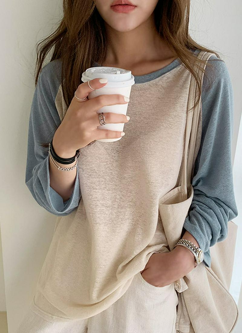 リネン混ラグランTシャツ