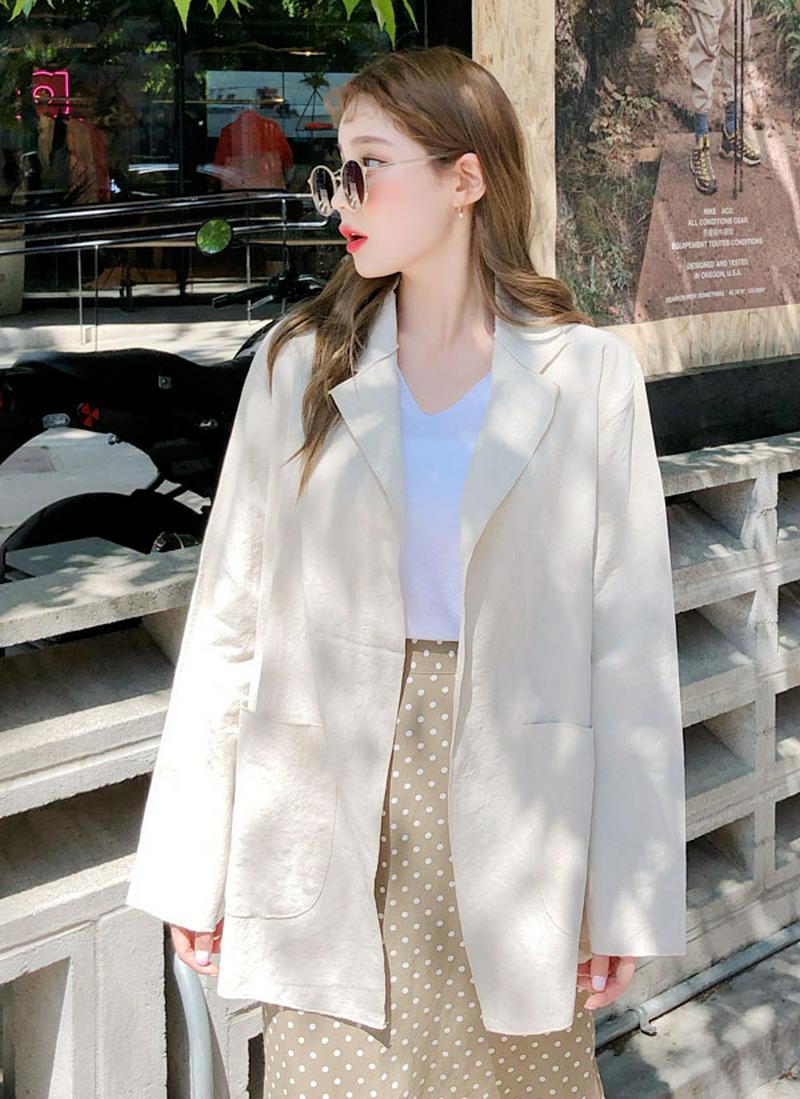 リネンノンボタンオーバージャケット