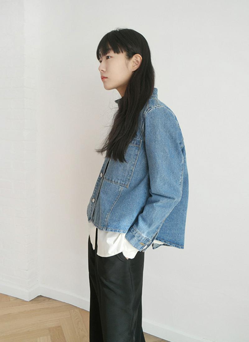 スタンドカラーウォッシュドデニムジャケット