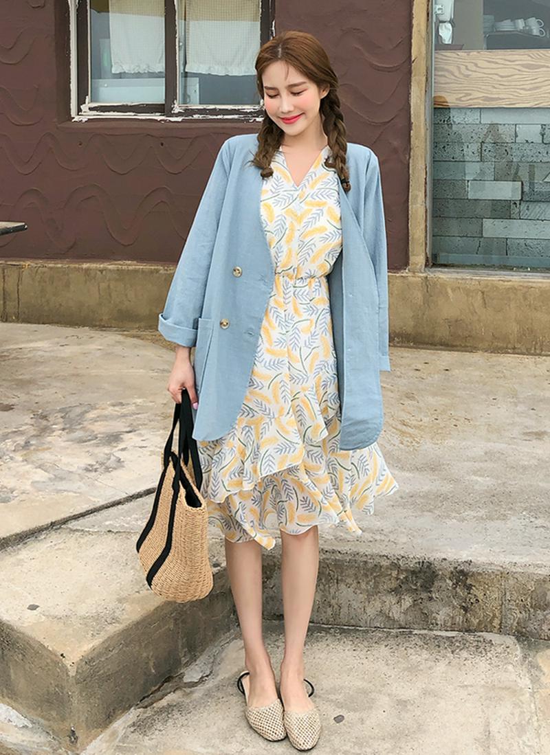 ノーカラーリネンシングルジャケット