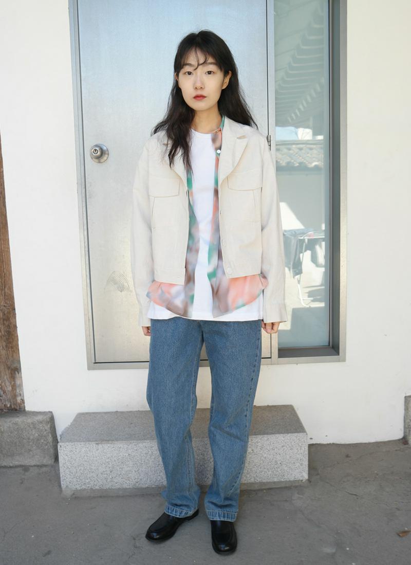 steadyリネン混ショートジャケット