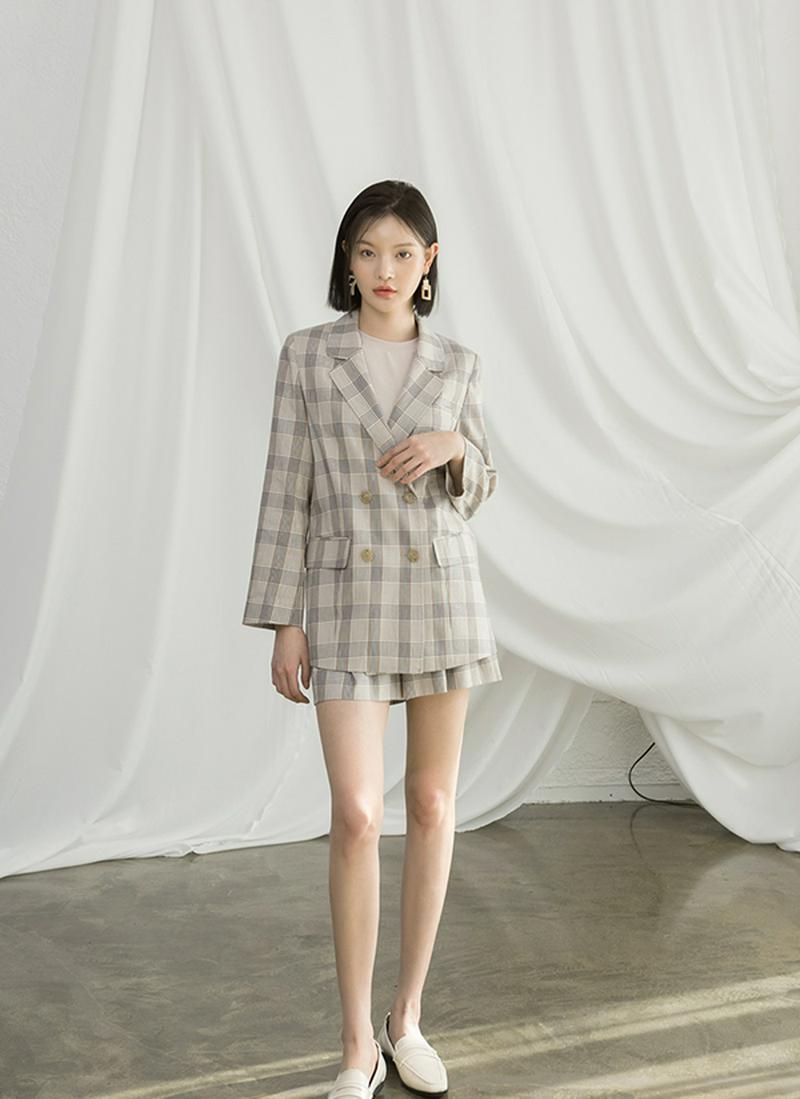 リネンミックスチェックジャケット