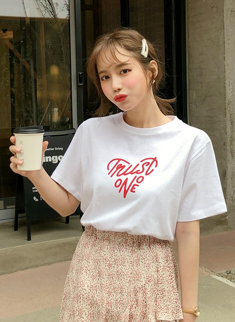 レタリングハートロゴプリントTシャツ