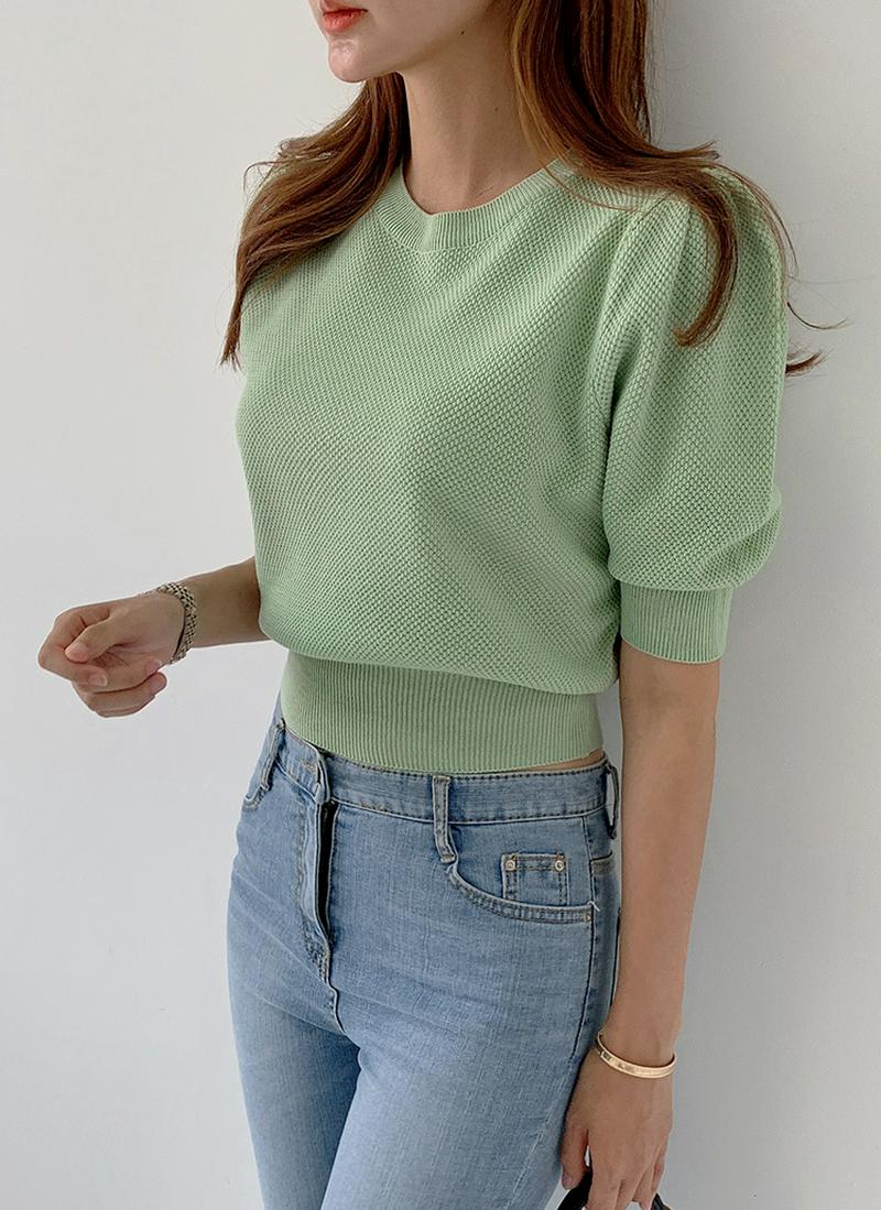 パフハーフスリーブニット