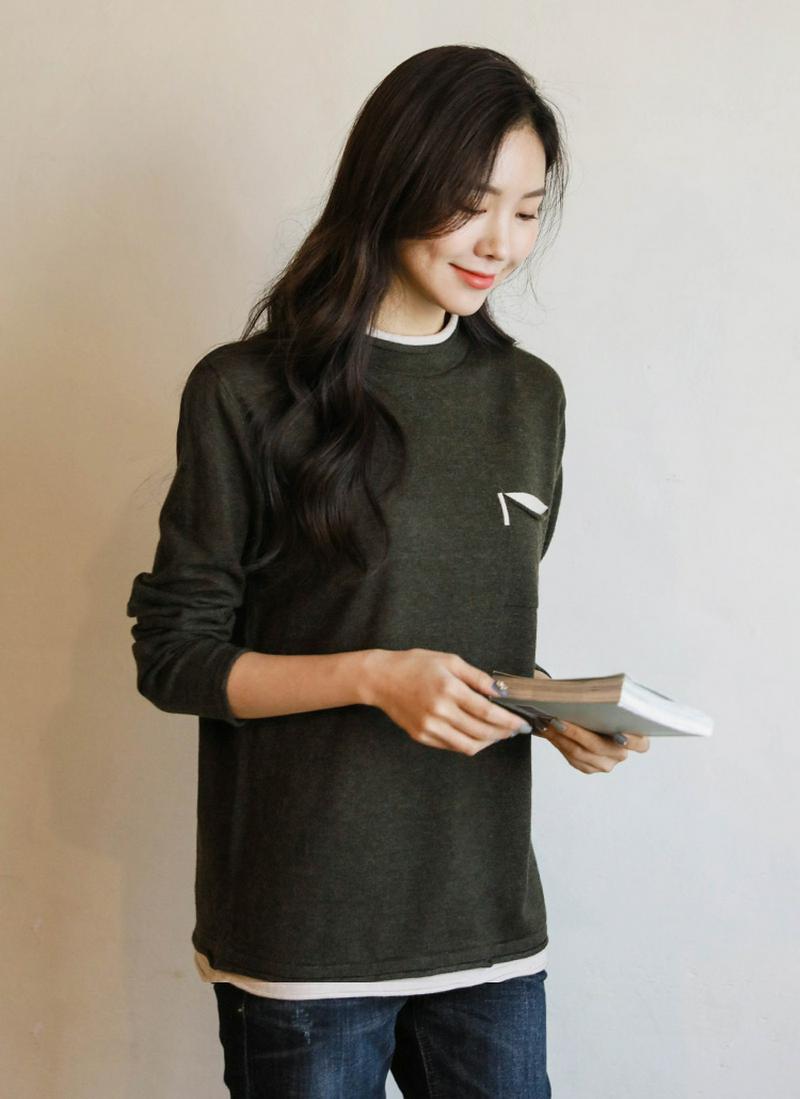 ロールヘムレイヤードニット