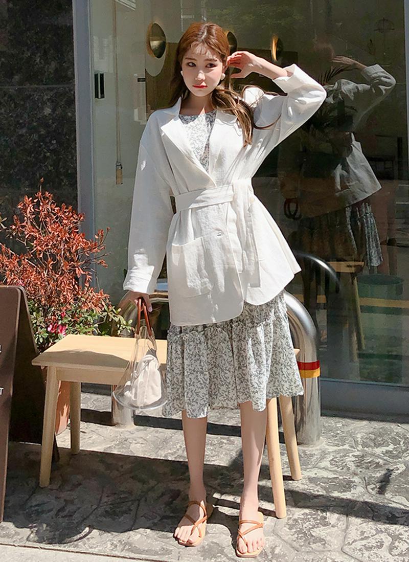 ストラップ付シングルリネンジャケット