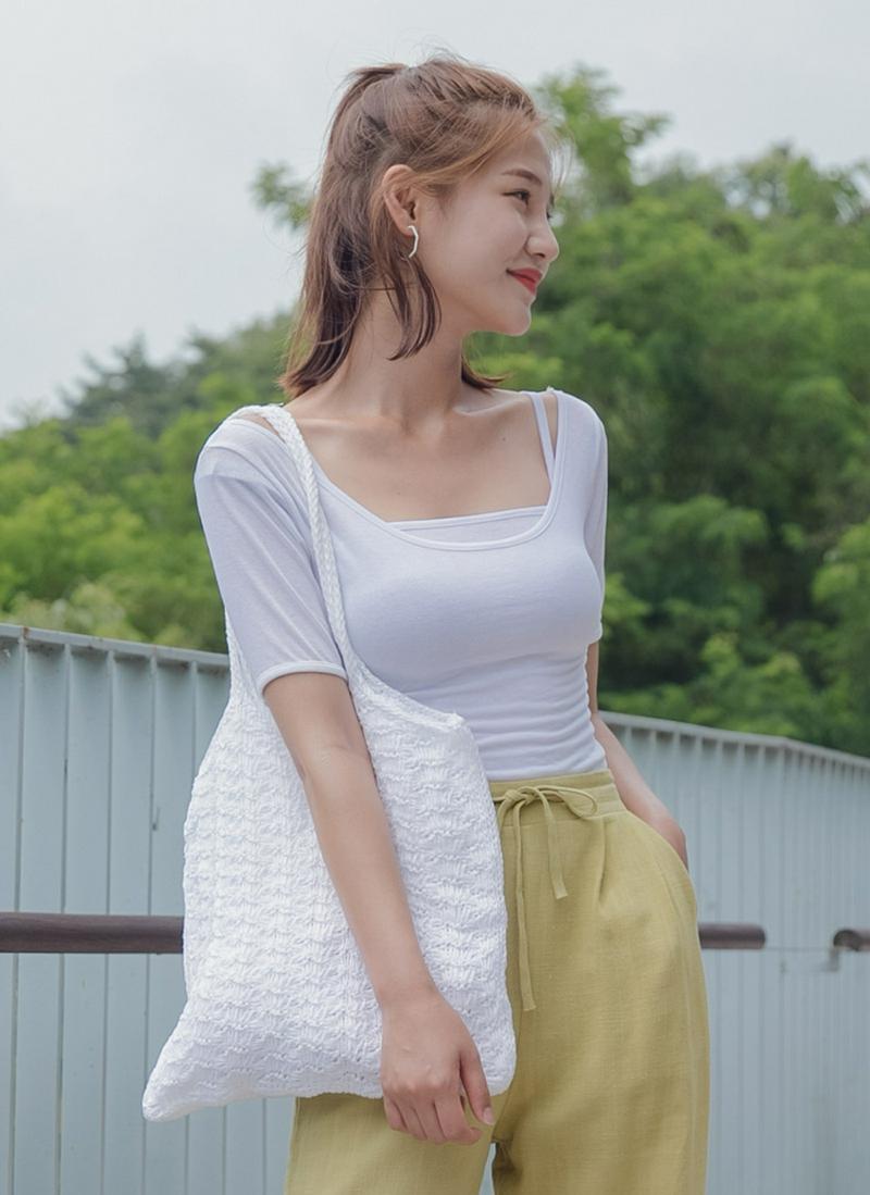 スリムワイドネックTシャツ