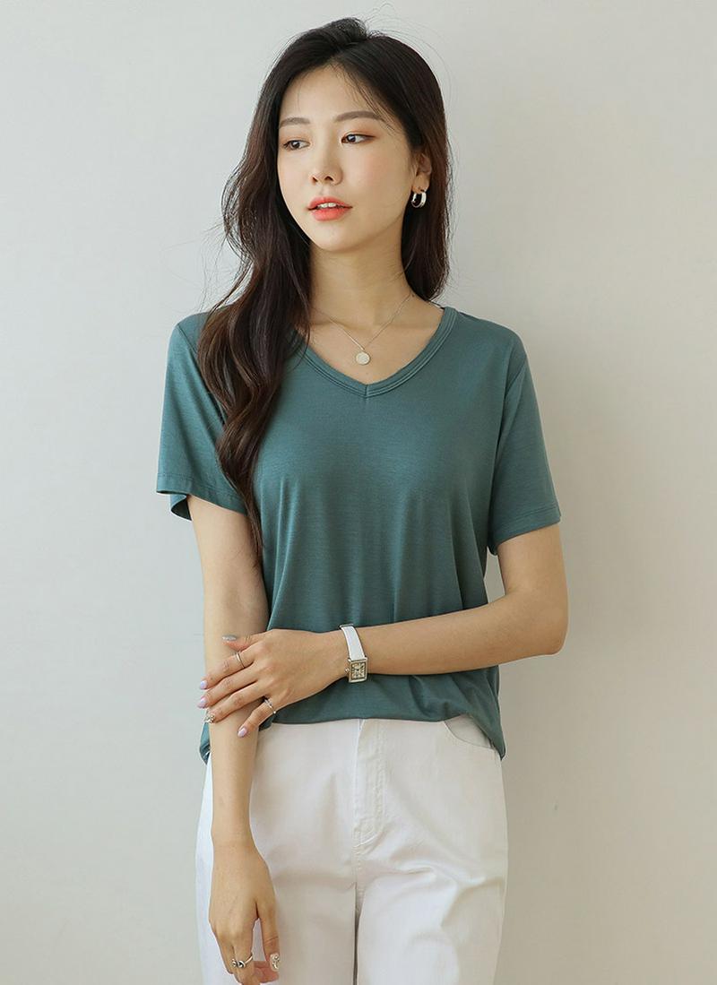 モダールミックスVネックTシャツ