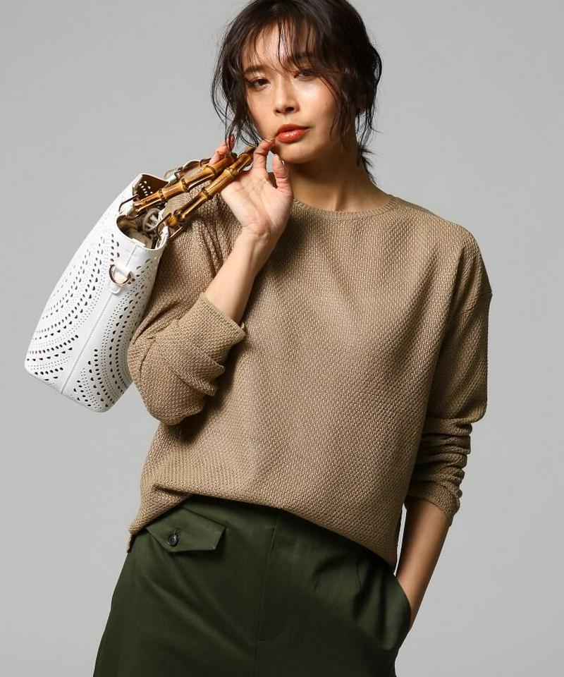 【洗える】ラメ混メッシュニット