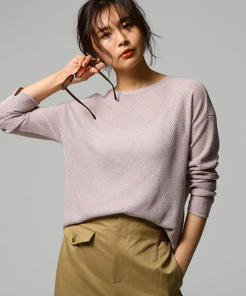 【洗える】ラメ混メッシュニット