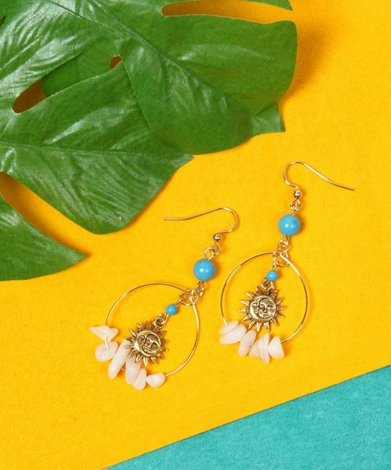 K14GF 太陽と月×ターコイズピアス