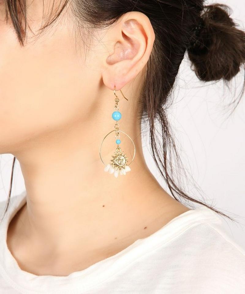 K14GF 太陽と月×ターコイズピアス