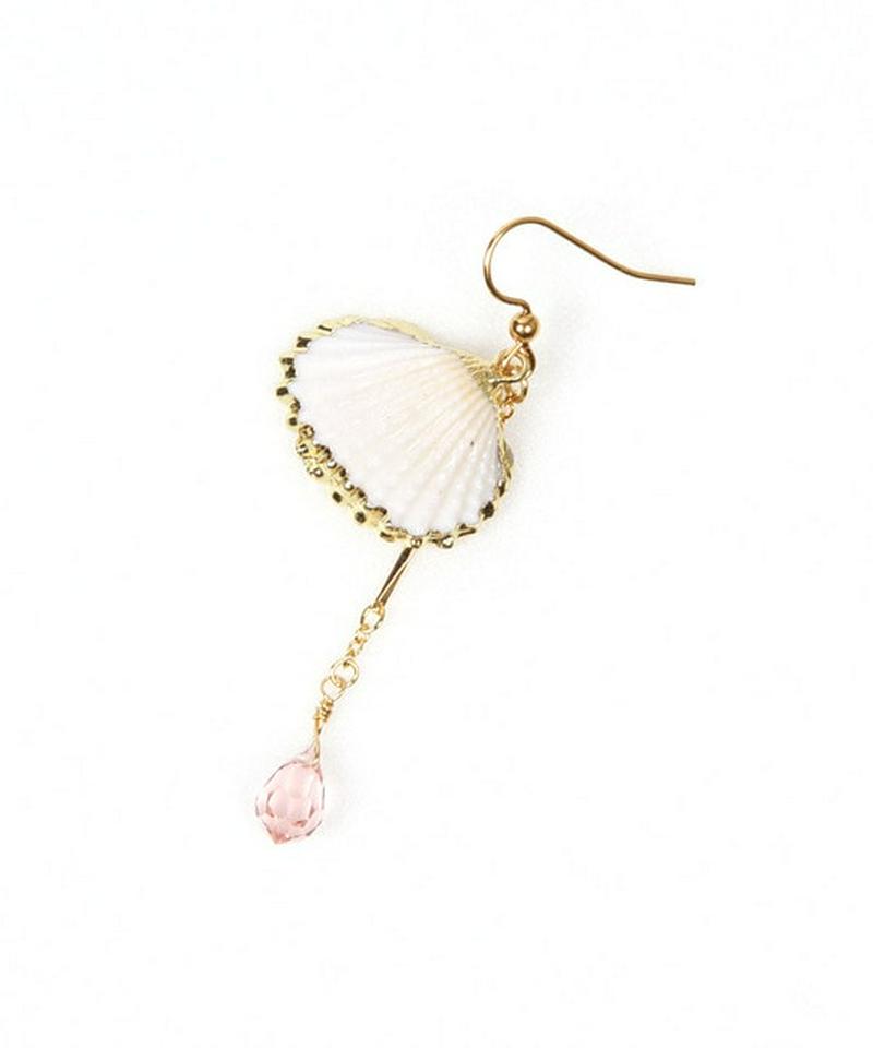 K14GF 貝がら×しずくピンクピアス