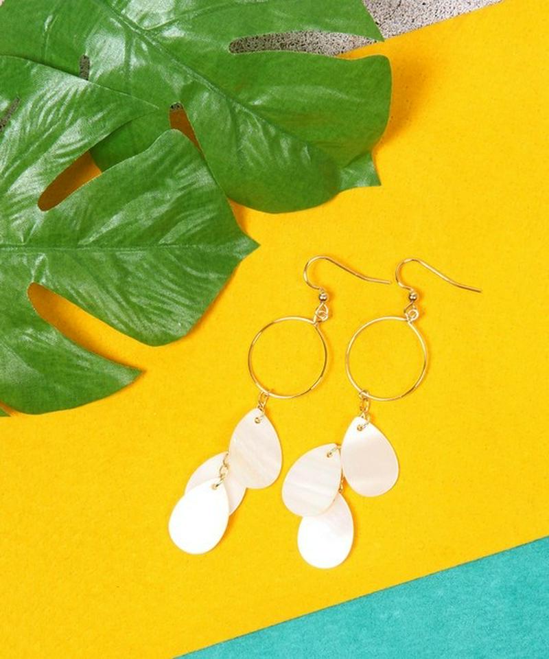 K14GF しずく型シェル6枚ピアス