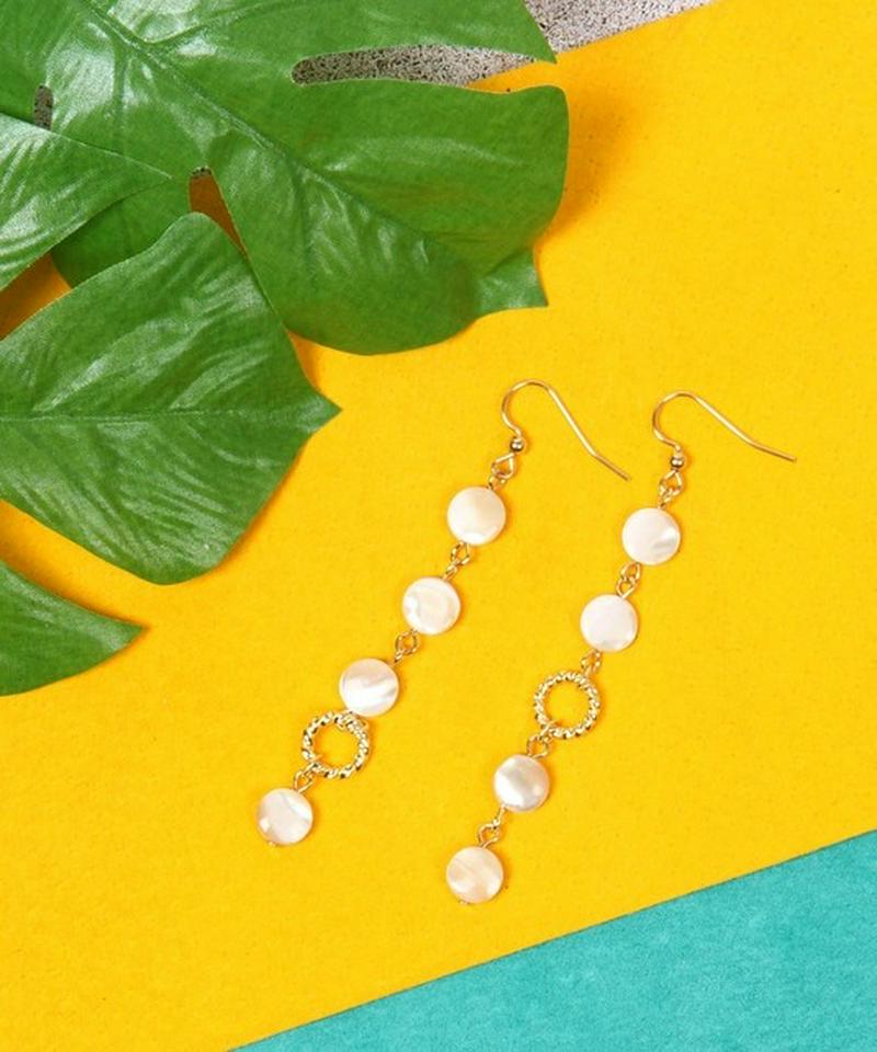 K14GF マザーオブパール繋ぎピアス