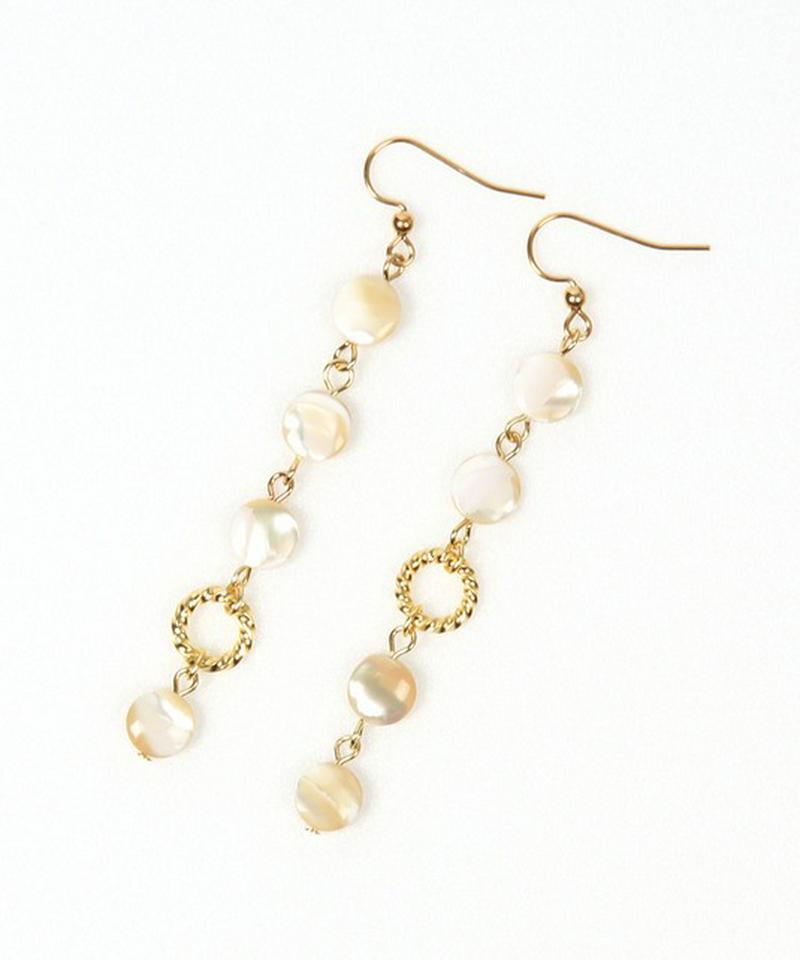 K14GF マザーオブパール繋ぎピアス