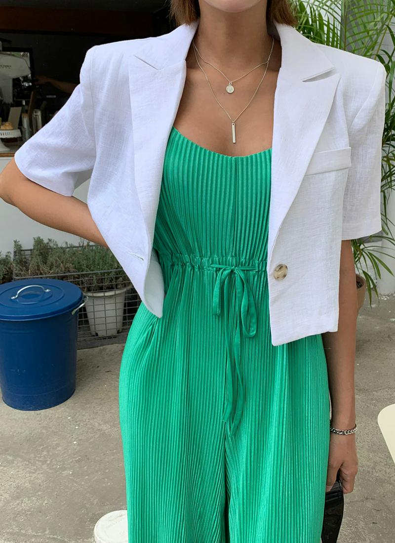 リネン混ショートジャケット