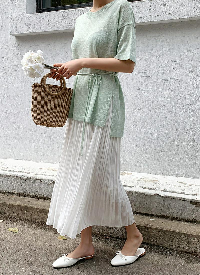 紐付スリットヘムルーズニット