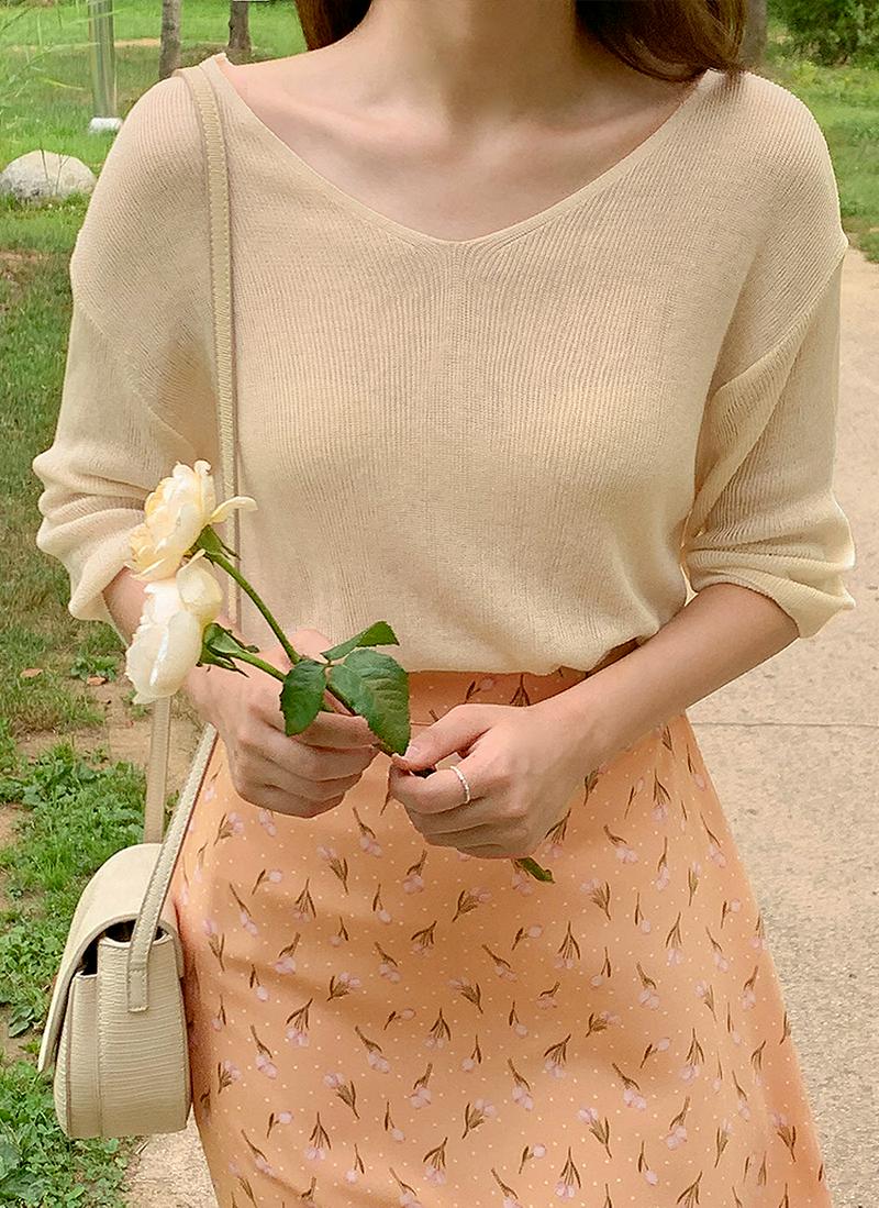 ドロップショルダーVネックニット