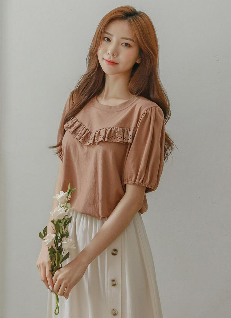 レースフリルラインTシャツ