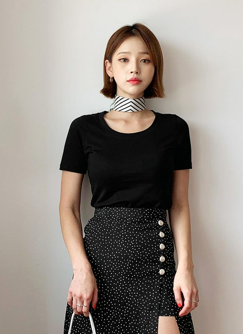 半袖UネックTシャツ・全3色