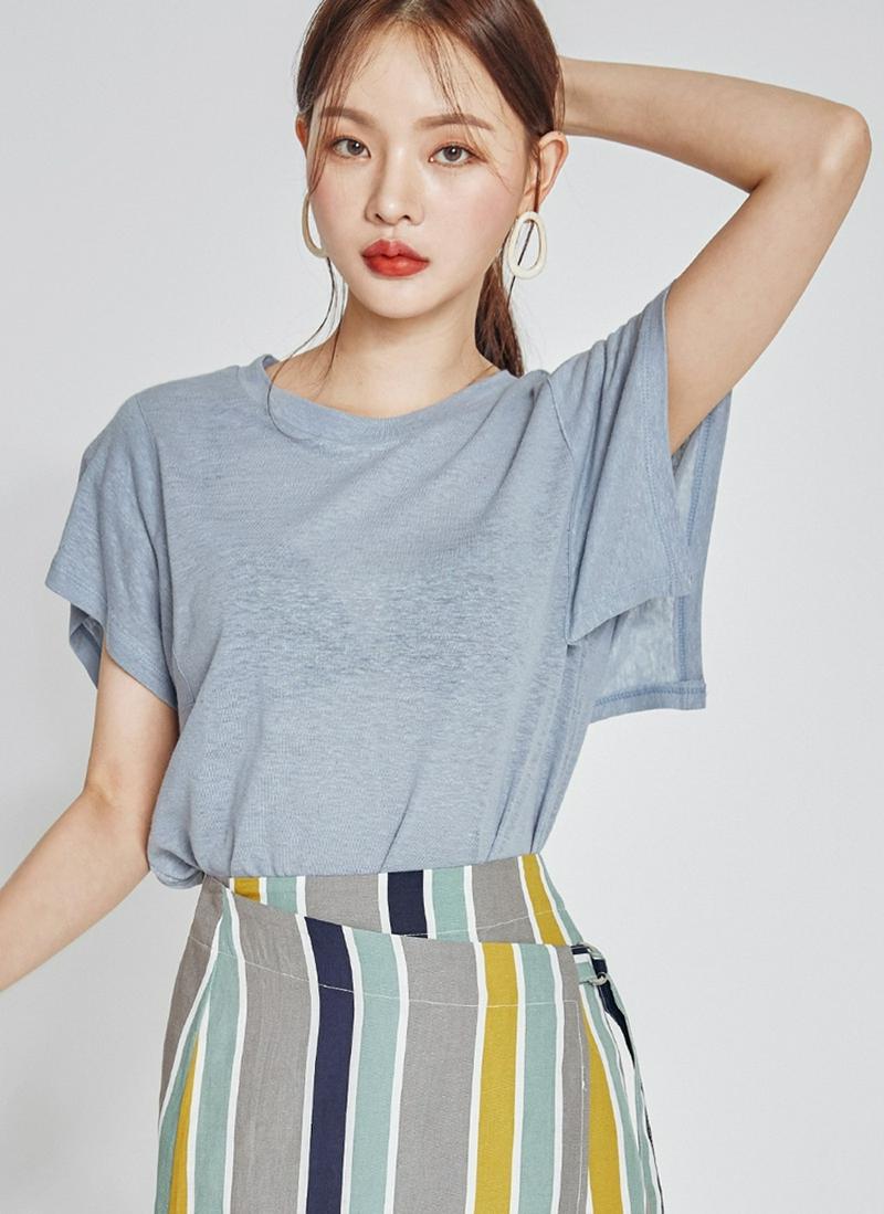 リネン混ウィングデザインTシャツ