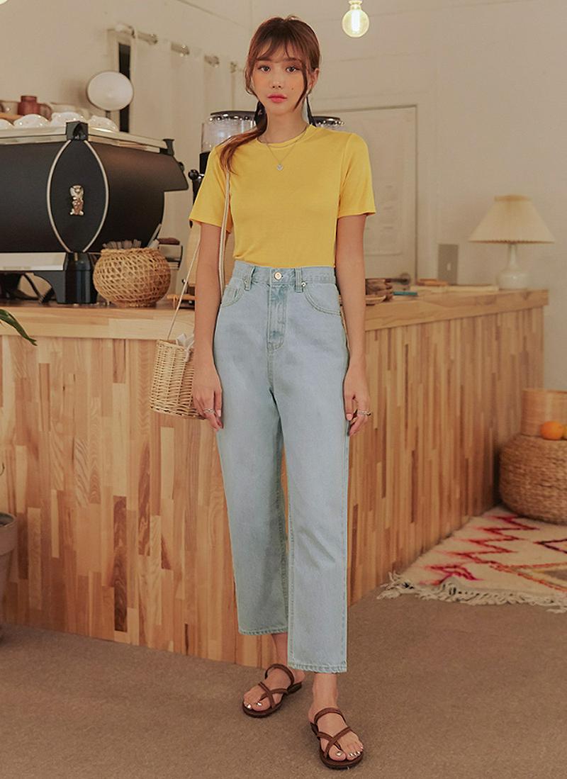 スリムリブ半袖Tシャツ