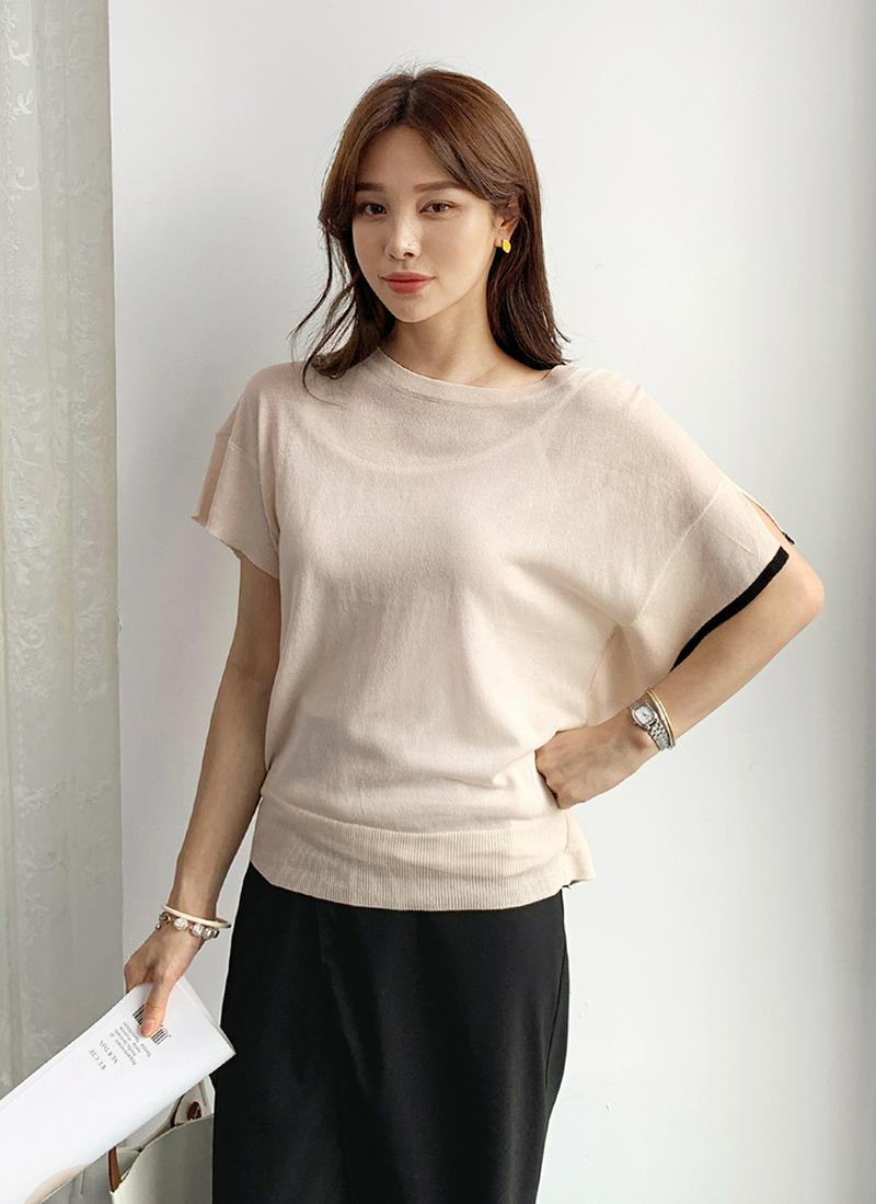 サイド配色ディテールニット・全3色