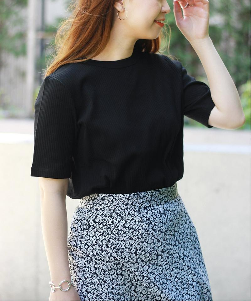 ギザコットンリブ レースアップTシャツ◆