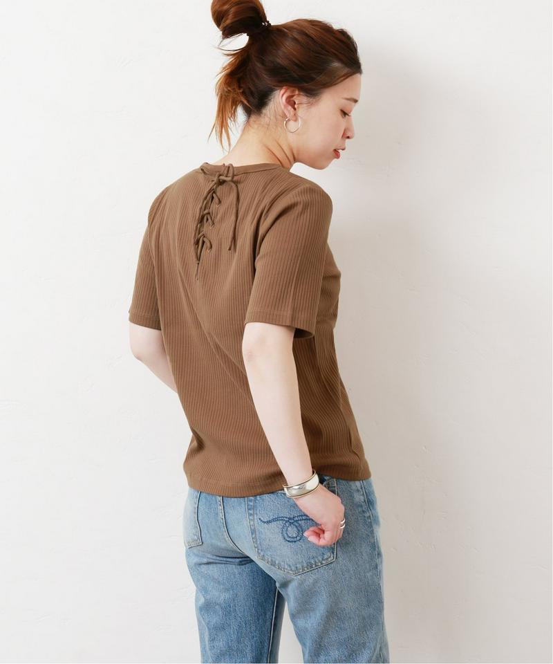 ギザコットンリブ レースアップTシャツ◆