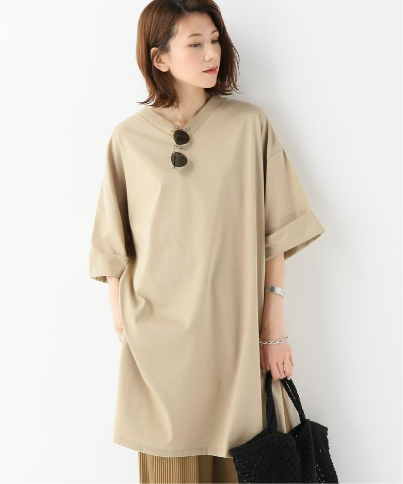 コットンジャージー 2Way-CNワイドチュニックプルオーバー