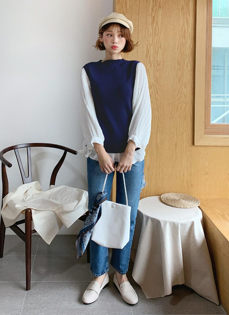 スリーブプリーツニット・全3色