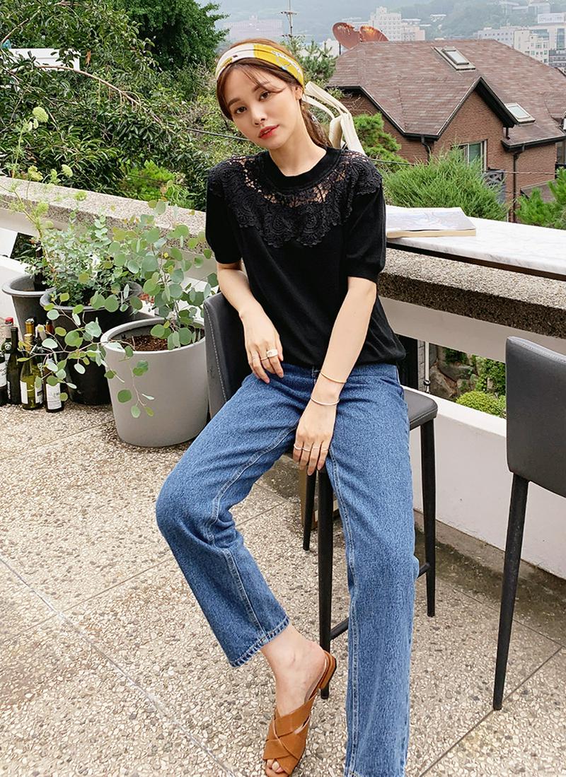 ショルダーレースニット・全2色