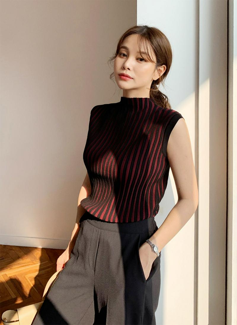 ニットストライプスリーブレス・全5色