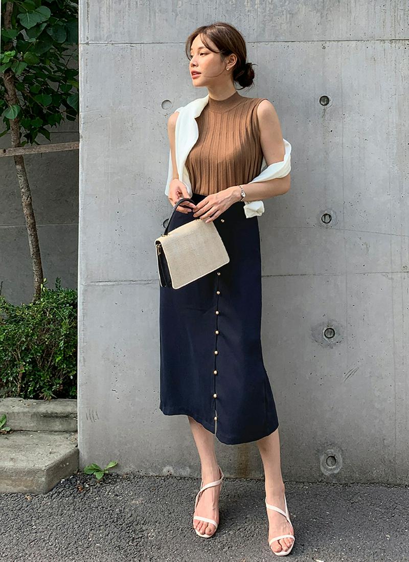 リブニットスリーブレス・全6色